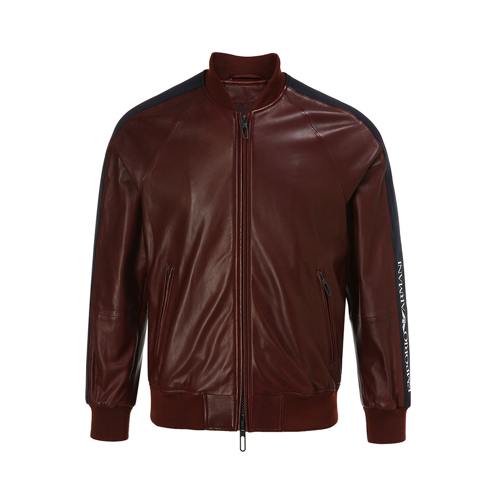 emporioarmani阿玛尼多色羊皮皮革logo男士皮衣外套皮衣