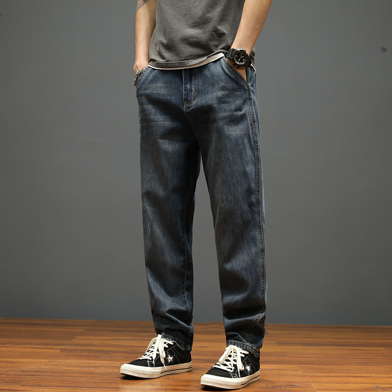 牛仔裤男夏季款直筒宽松大码肥佬裤潮流男裤百搭男士哈伦复古裤子