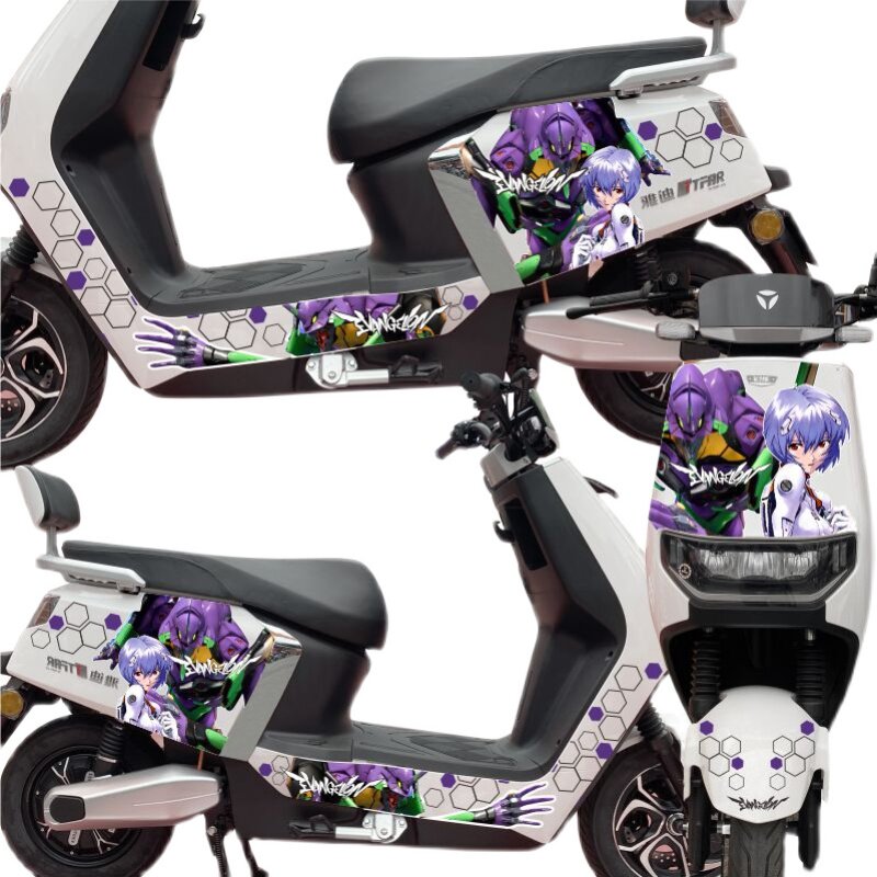 车贴雅迪莱特电动车贴纸新世纪福音战士拉花个性电动车贴