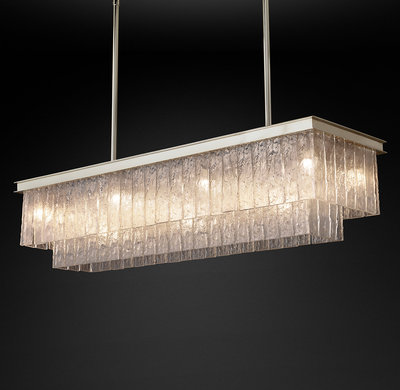 轻奢简约后现代创意琉璃水晶别墅样板间会所餐厅吧台美式长形吊灯