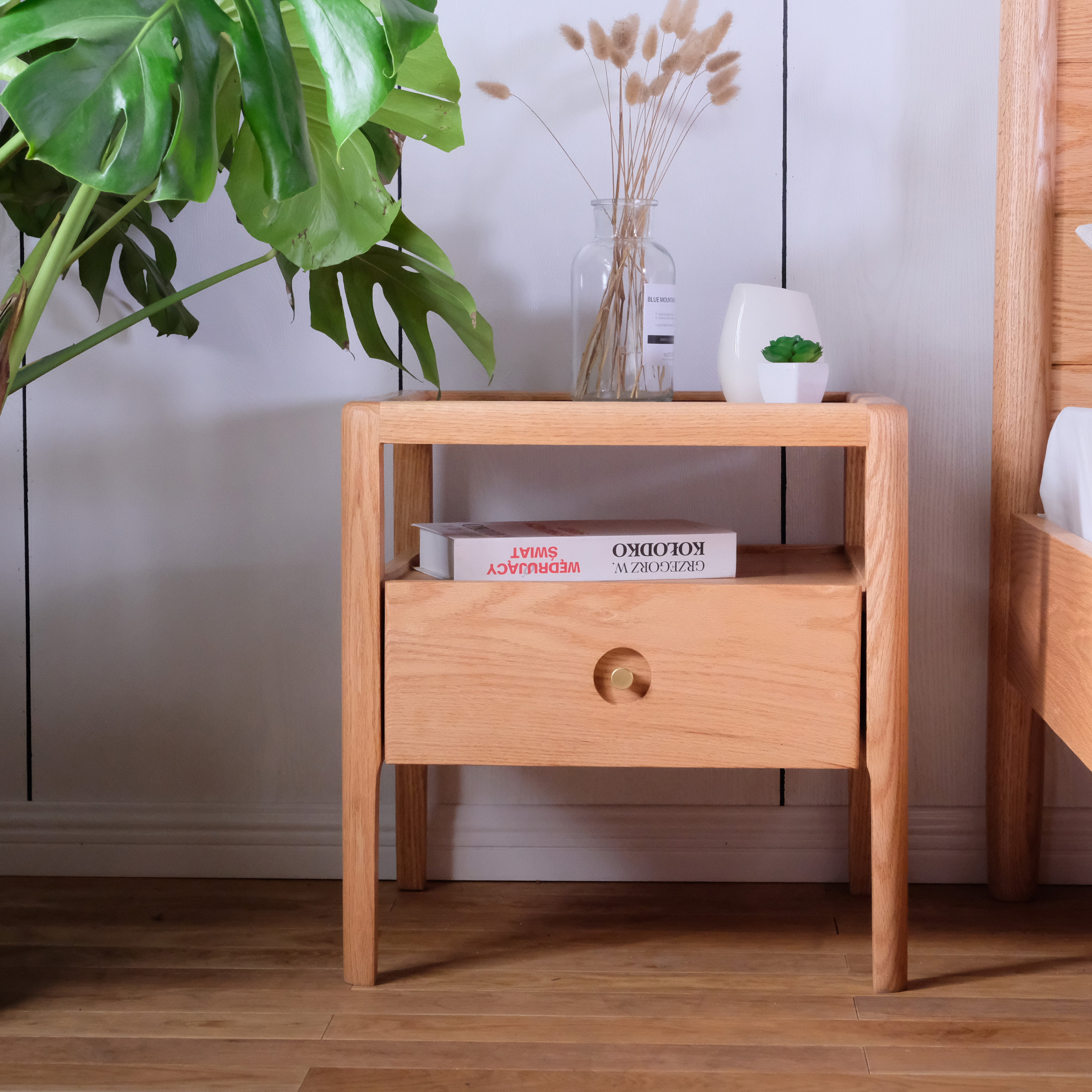 加州印像手工榫卯简约现代中古mcm床头柜胡桃床头柜