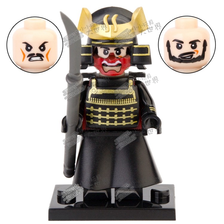 兼容乐高中古日本武士盔甲浪人铠甲wm6090第三方拼装塑料积木