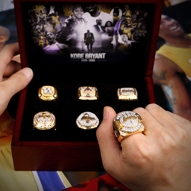 nba湖人科比总冠军戒指套装 篮球联盟纪念男饰品定制 五冠整套礼物