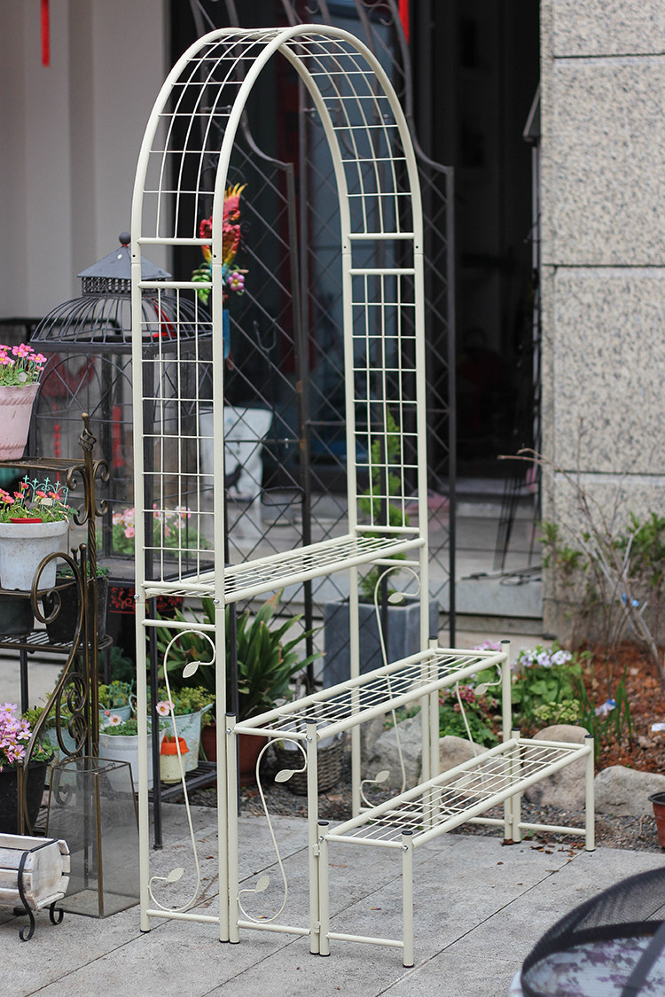 出口日本欧式铁艺月季铁线莲带花架