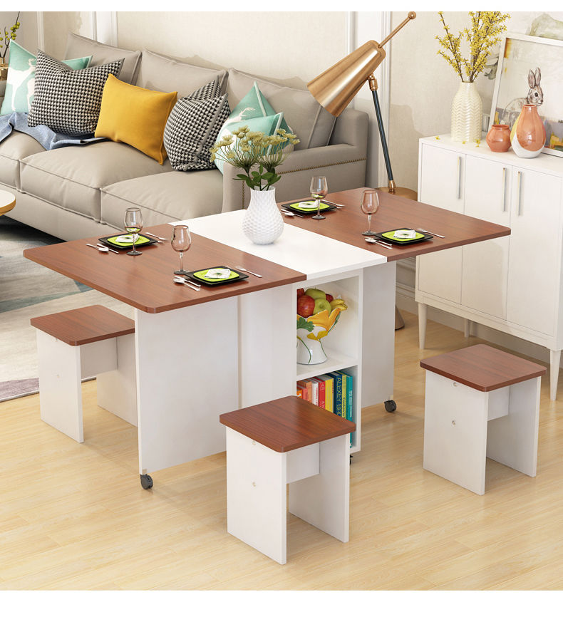 折叠餐桌家用小户户型可移动伸缩长方形简易多功能折叠桌