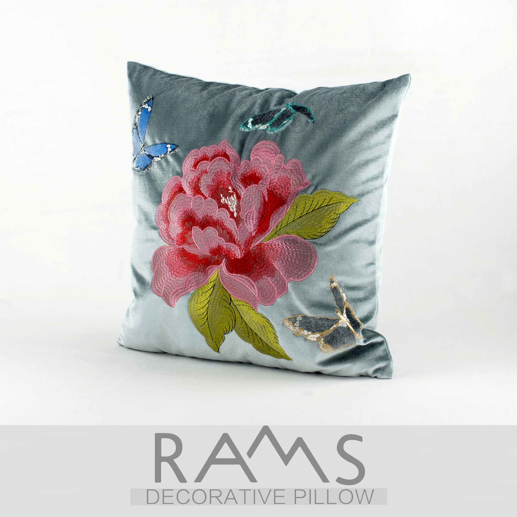 抱枕田园中式样板房办公室靠垫中国国风牡丹刺绣靠垫