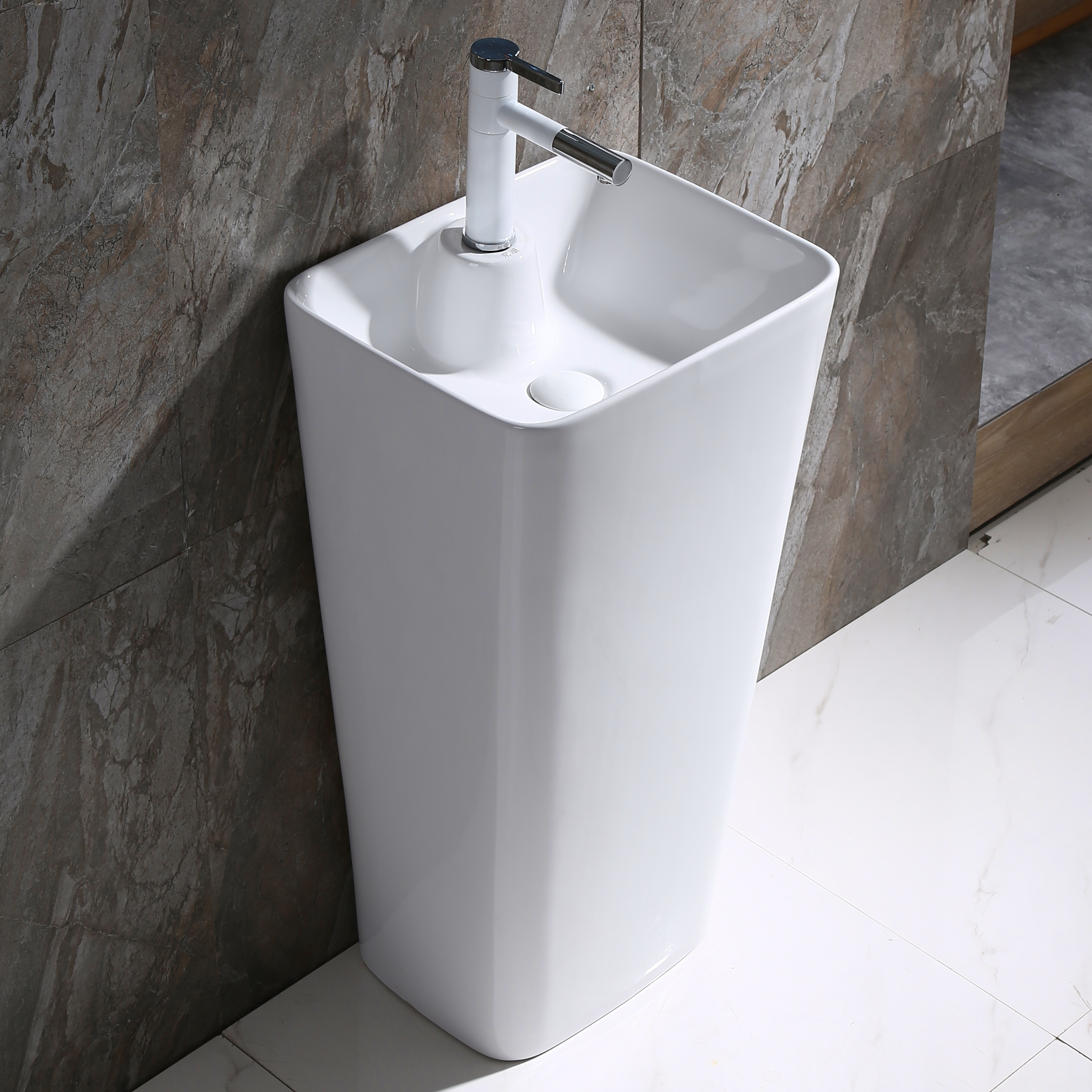 洗手立柱一体式陶瓷洗脸盆落地式小户户型洗手盆迷你立柱盆