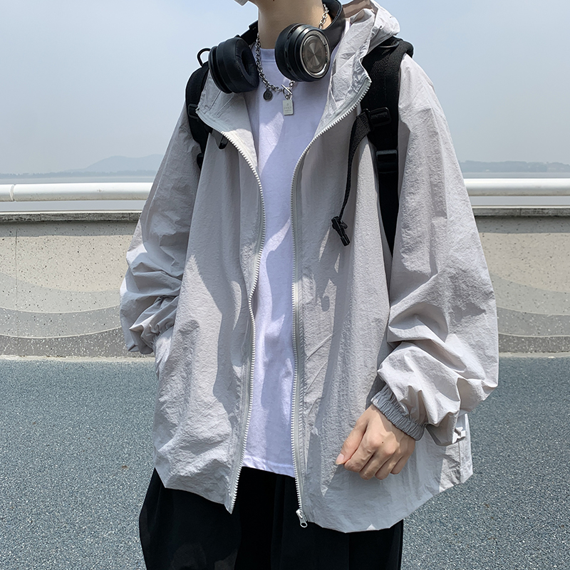 防晒衣男夏季薄款速干青少年纯色外套户外透气百搭冰丝凉感防晒服