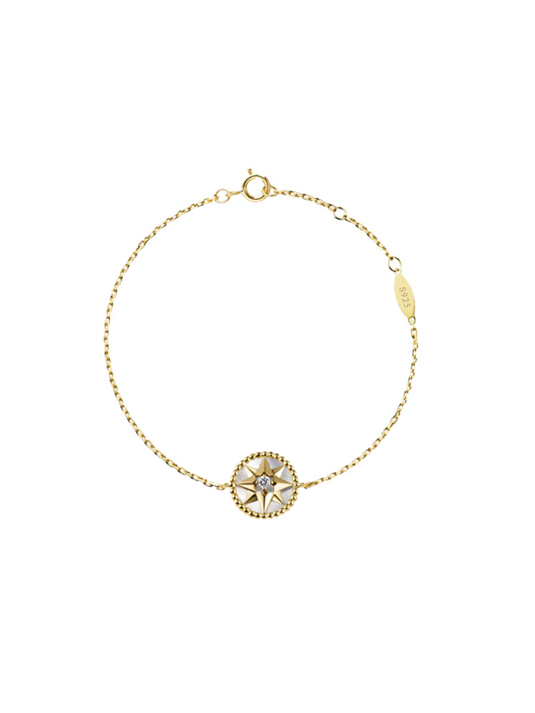 925纯银欧美八芒星幸运罗盘手链女带钻ins时尚百搭气质六芒星手饰