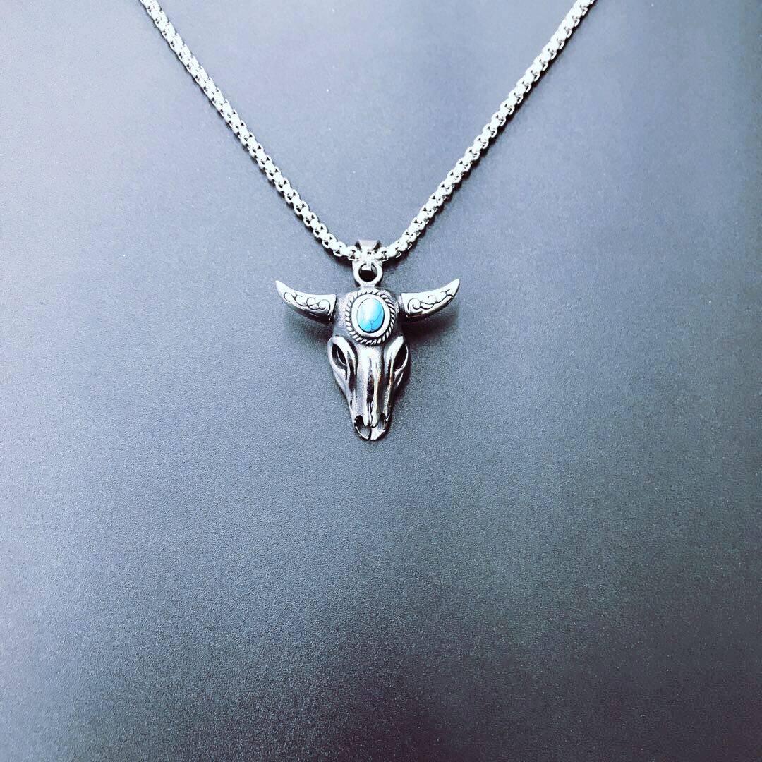 雨神同款潮牌牛头吊坠项链男女韩版时尚个性项链