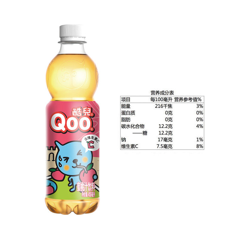 美汁酷儿qoo蜜桃饮料450毫升网红饮品果味
