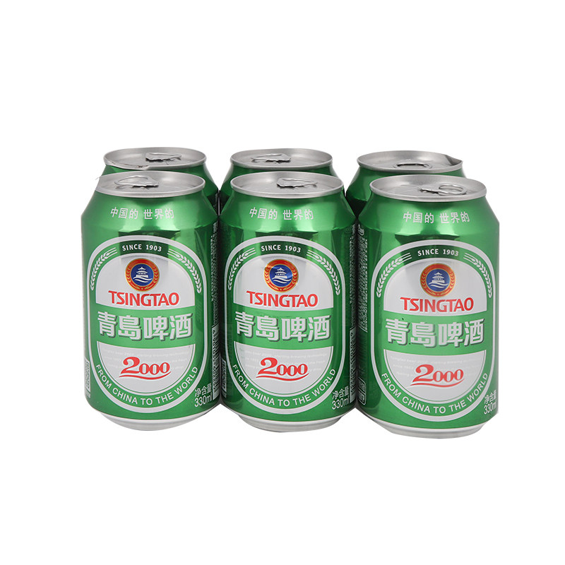 青岛2000啤酒330ml6罐青岛啤酒酒精酒花醇香大米啤酒