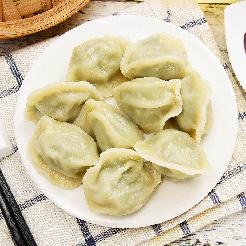诗莱猪肉荠菜水饺288克营养食用蛋白白皮薄馅水饺
