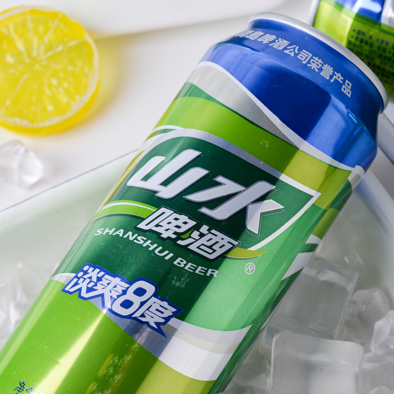青岛山水啤酒淡爽8度500ml啤酒