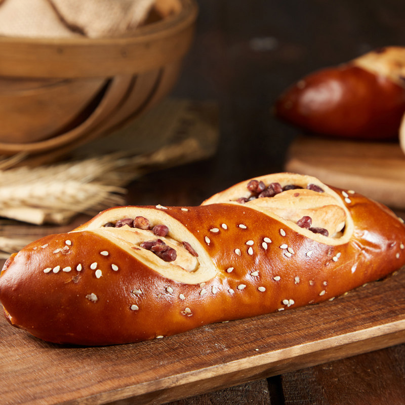 好麦德式碱水水法面包蜜豆106g传统西式糕点