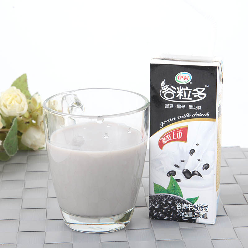 伊利谷粒多谷物牛奶饮品饮料黑豆黑米黑芝麻250ml12盒营养蛋白