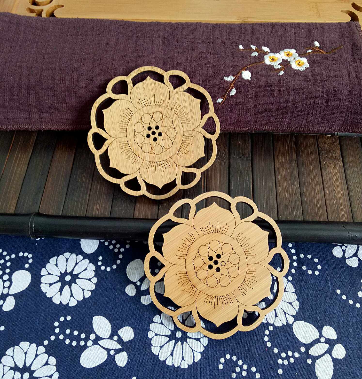 创意手工杯托功夫功夫茶茶具茶垫杯垫竹制复古餐垫