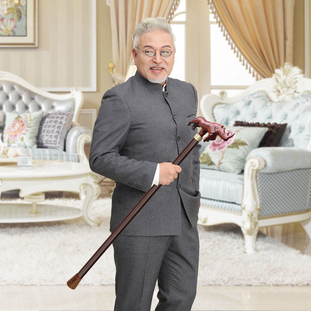 英伦绅士手杖年轻人时尚拐杖犀牛实木拐扙木头登山杖