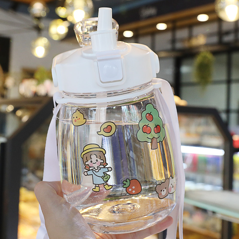 网红大肚肚水杯耐高温杯子子女大容量学生2021新款吸管杯