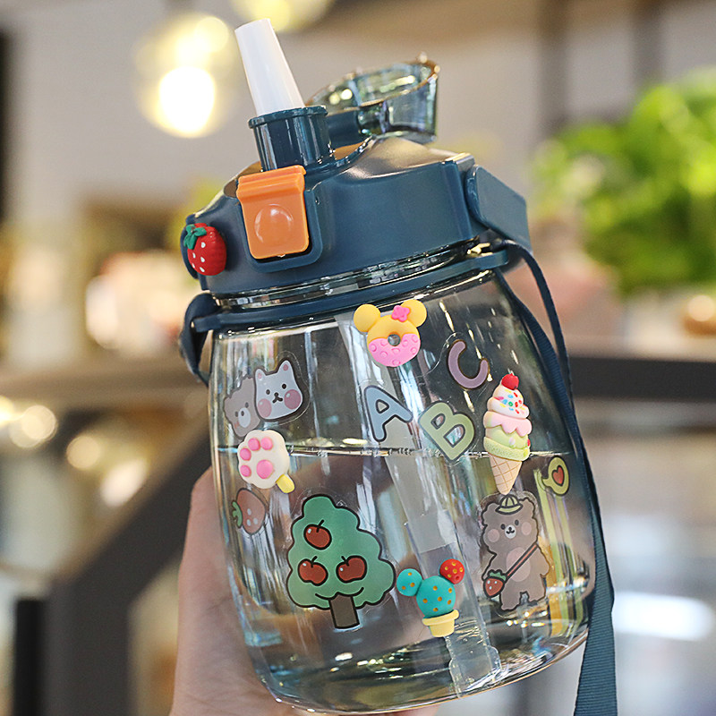 网红大肚肚水杯耐高温杯子子女大容量学生2021新款吸管杯