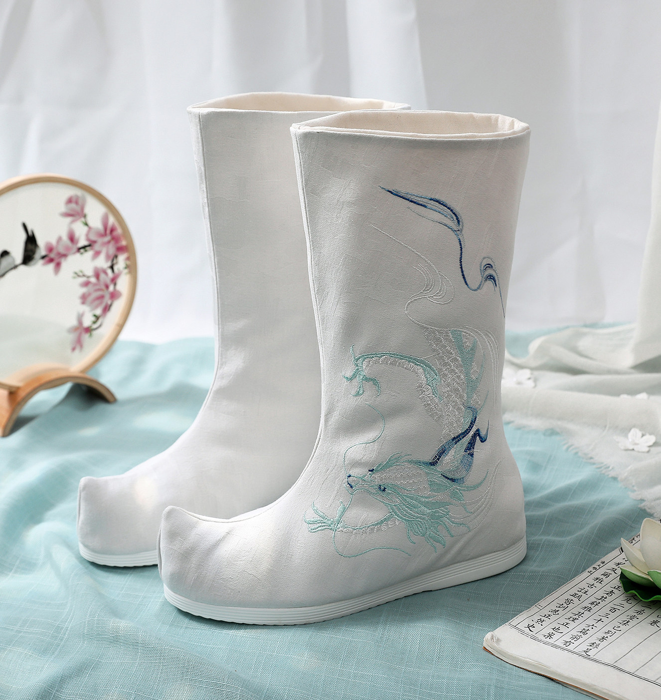 汉服原创新款鞋子增高套筒古装靴子古风鞋男时装靴