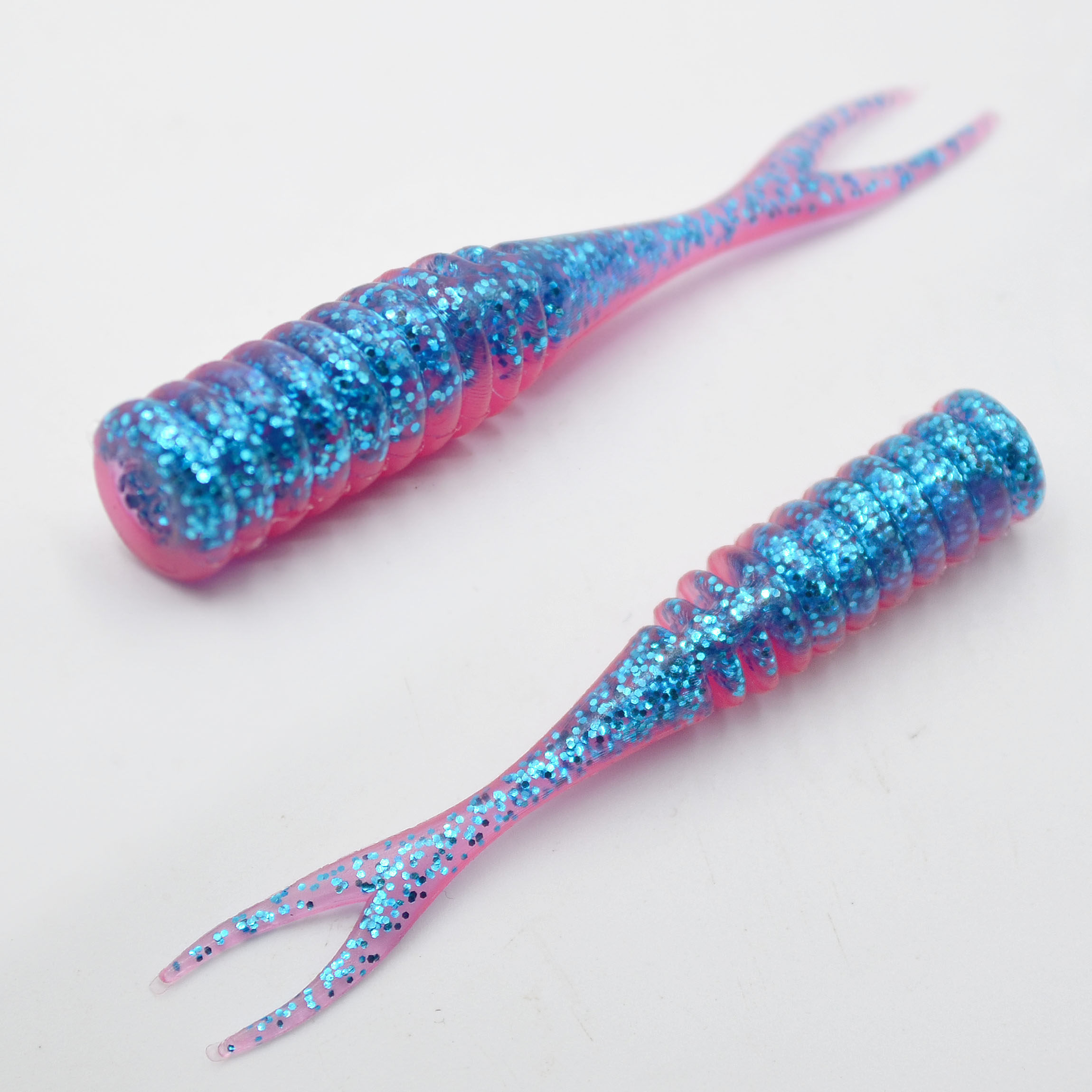 双色路亚软虫10条鱼形叉尾6cm18g德州钓组桂鱼鱼饵