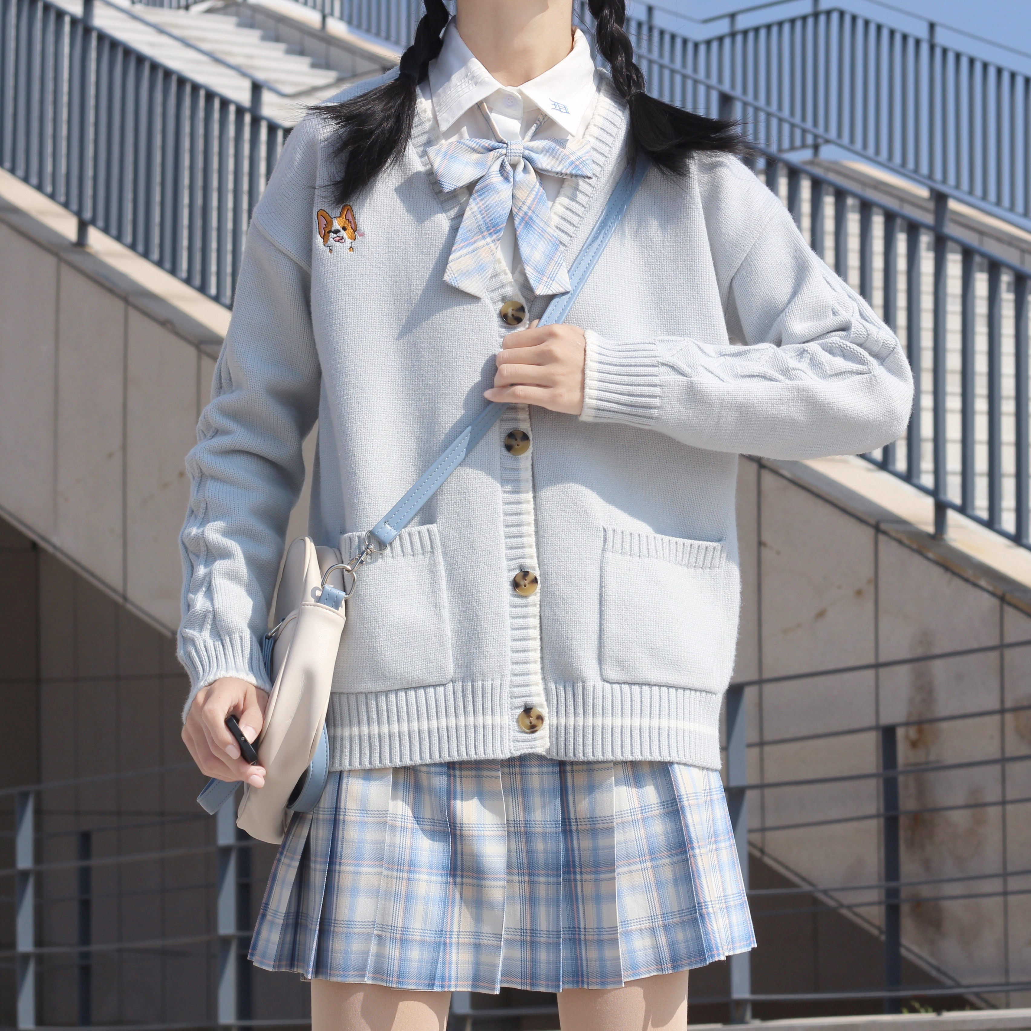 妙氏正版原创jk刺绣毛衣女可爱开衫宽松大码加厚毛衫外套学生上衣