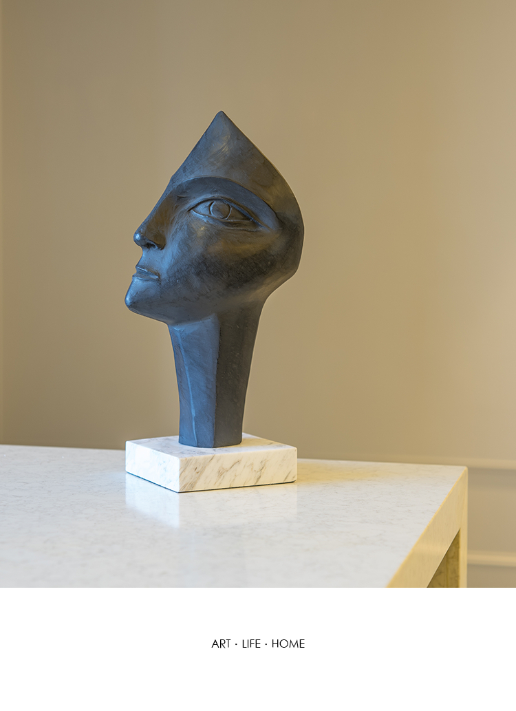 weland黑色铸铁抽象人脸印度东南亚雕塑摆件