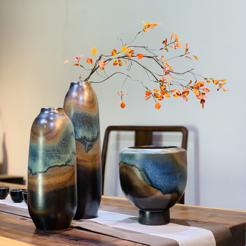 新中式禅意摆件轻奢现代陶瓷花瓶插花艺术装饰品客厅花瓶