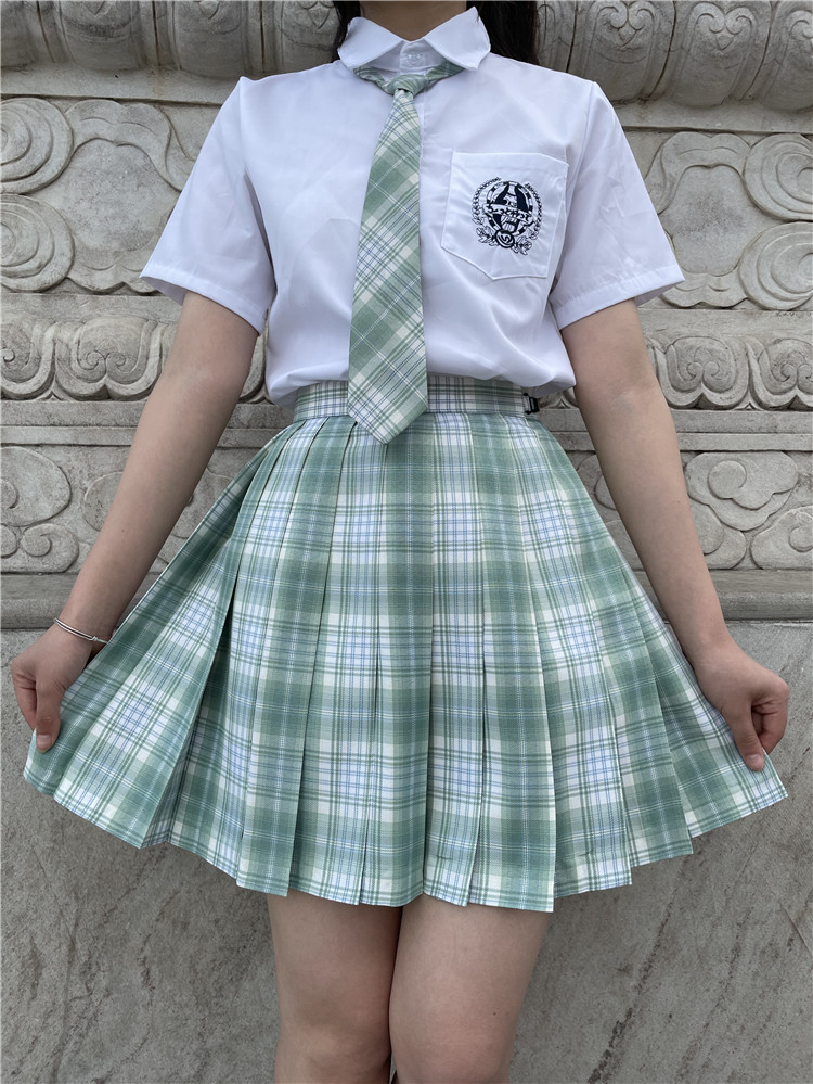 jk学院高腰单件套装雪松格裙制服领结衬衫半身裙