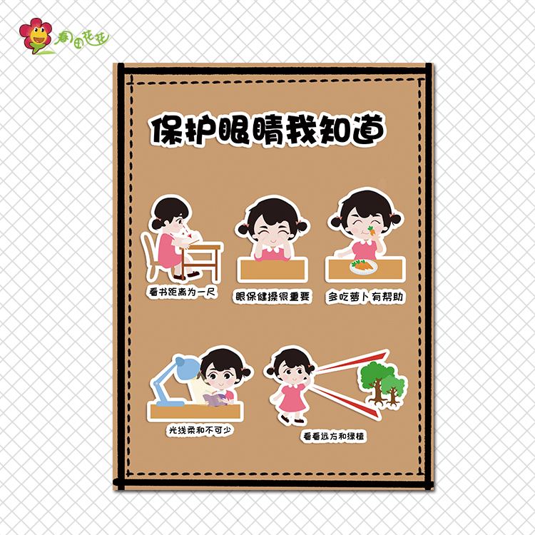 幼儿园爱眼展板贴画保护眼睛结构大班我的身体软装墙贴