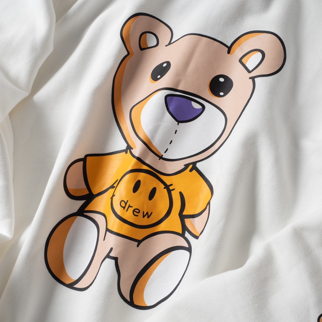 正确版本drew字母泰迪小熊卡通印花休闲圆领卫衣
