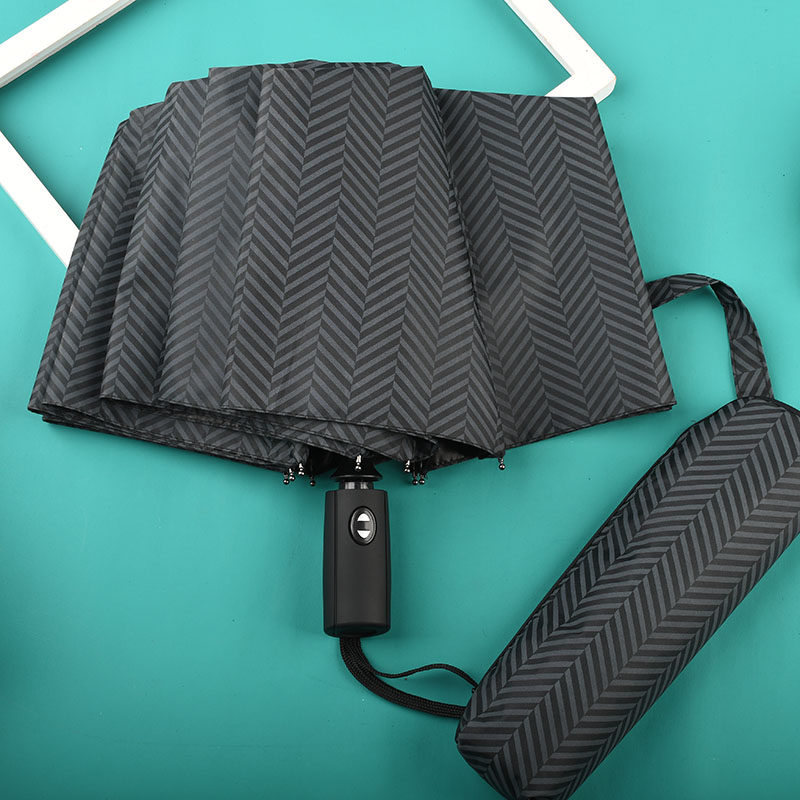 十骨加固抗风自动伞商务条纹折叠学生自开自收伞