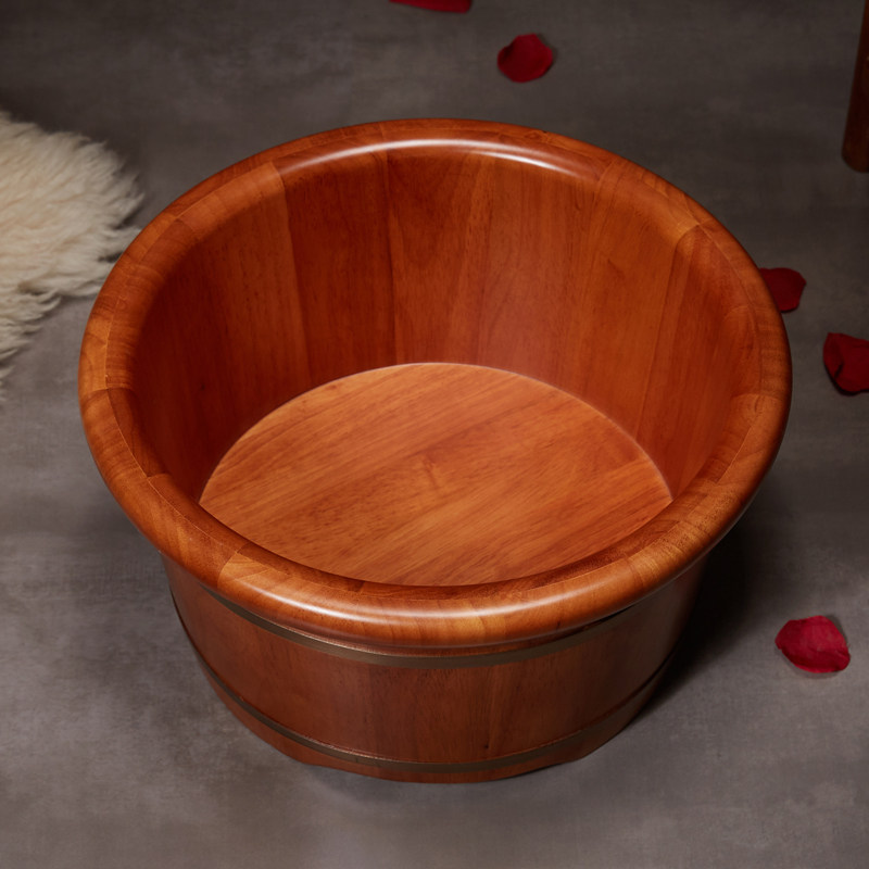 草木香橡木泡脚木桶家用足浴足疗21cm洗脚木质足浴盆