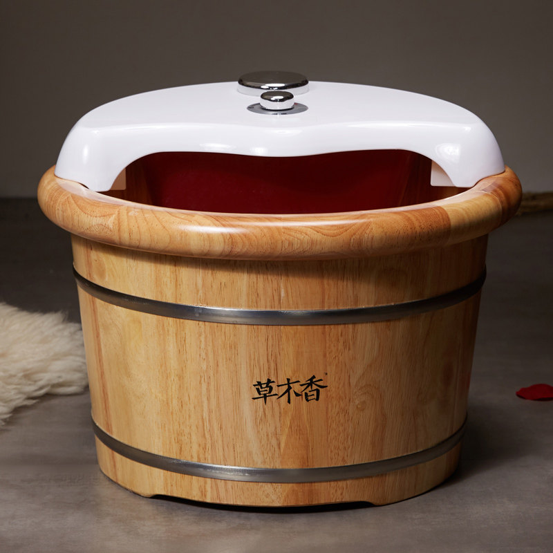 脚盆草木香泡脚桶木质足浴足底穴位按摩足疗桶洗足浴盆
