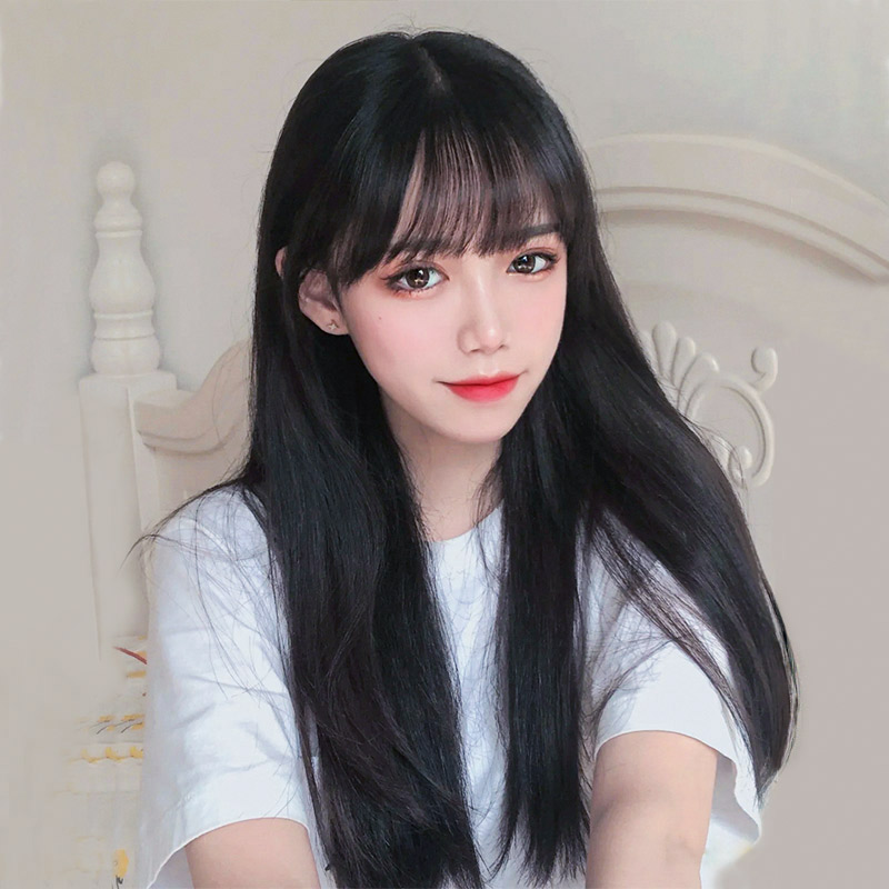 假发头套自然发套发假长直气质女中仿真刘海整顶假发