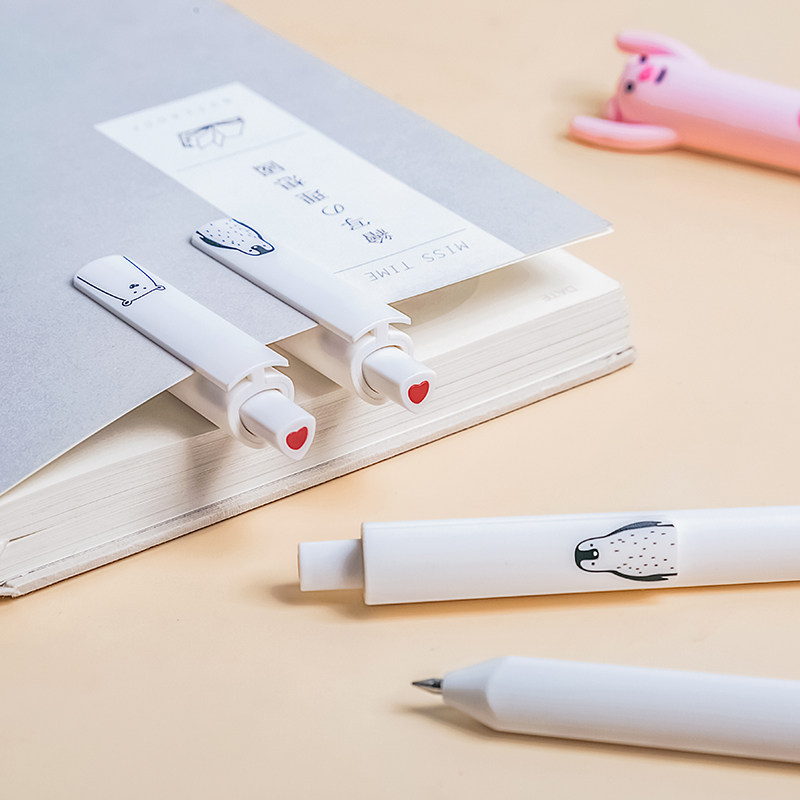 5mm黑笔少女书写用笔记笔签字笔ins风仙气の韩国黑色水笔套装 - 三年