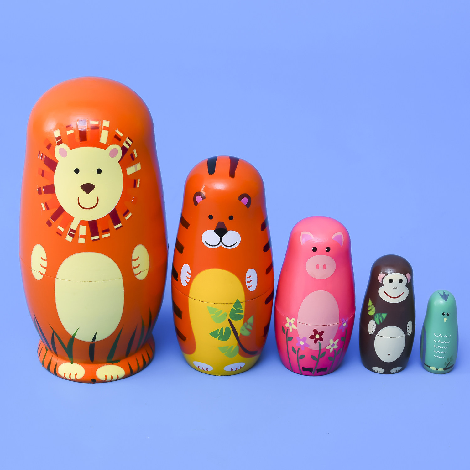 正品进口俄罗斯套娃5层动物早教玩具幼儿园益智玩具俄罗斯特色