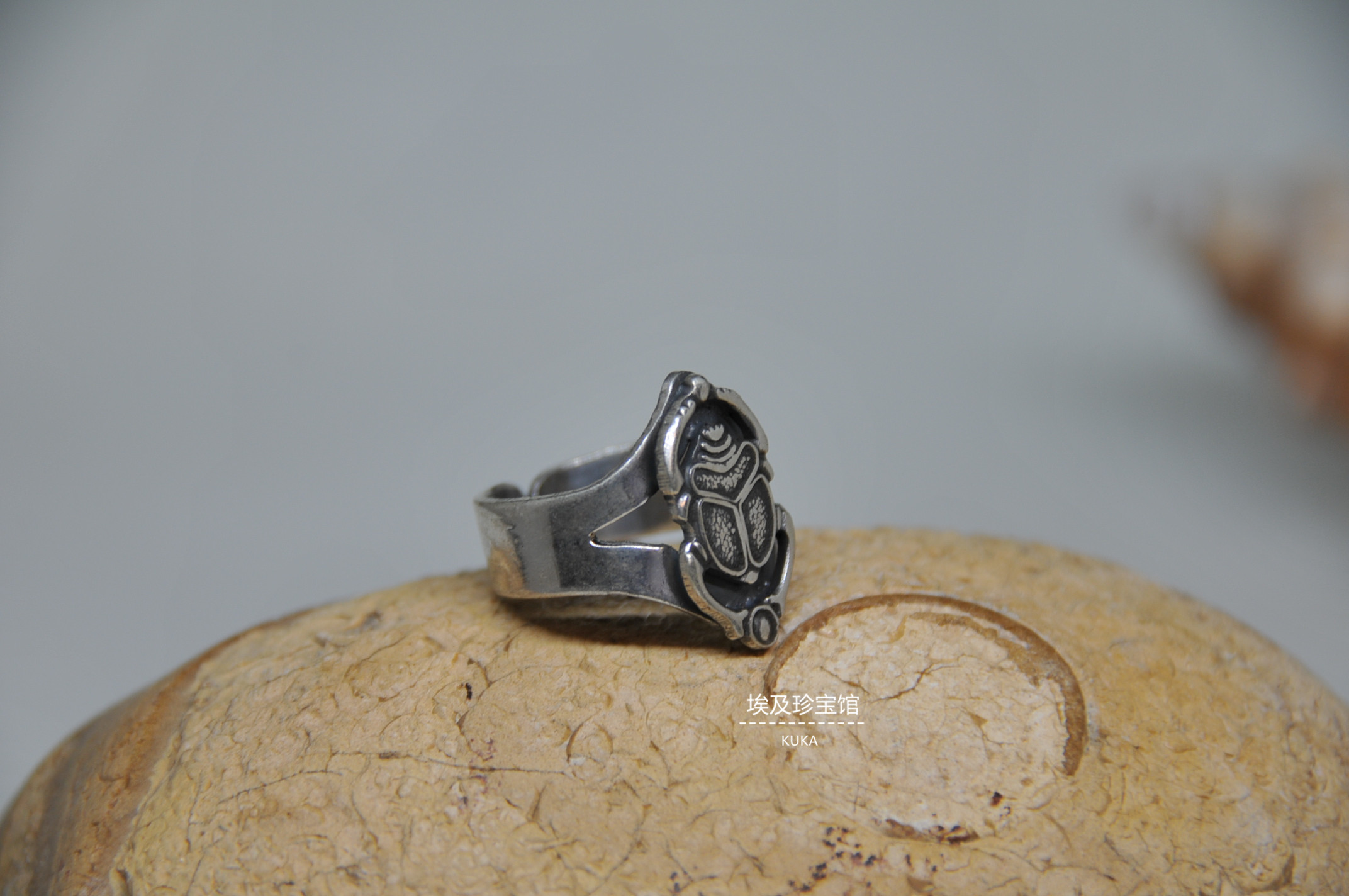 现货埃及法老圣甲虫戒指开罗老银宫廷复古古风戒指