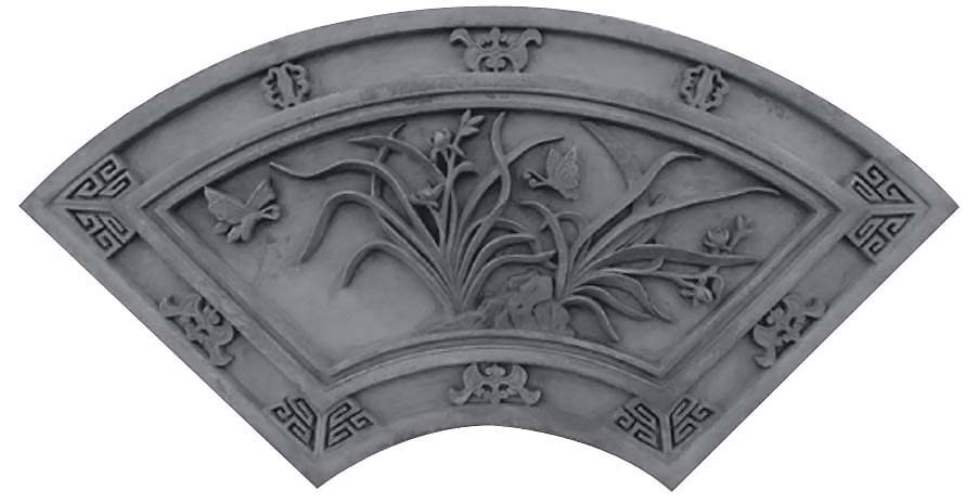 徽派中式外墙面仿古建影壁墙面扇形青砖雕手工浮雕刻壁画花砖挂件