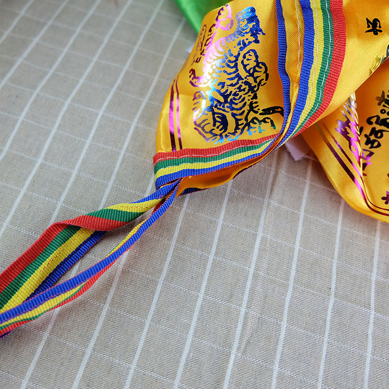 藏式烫金金风马竖挂五色可选连山龙达旗帜圣马佛教工艺品