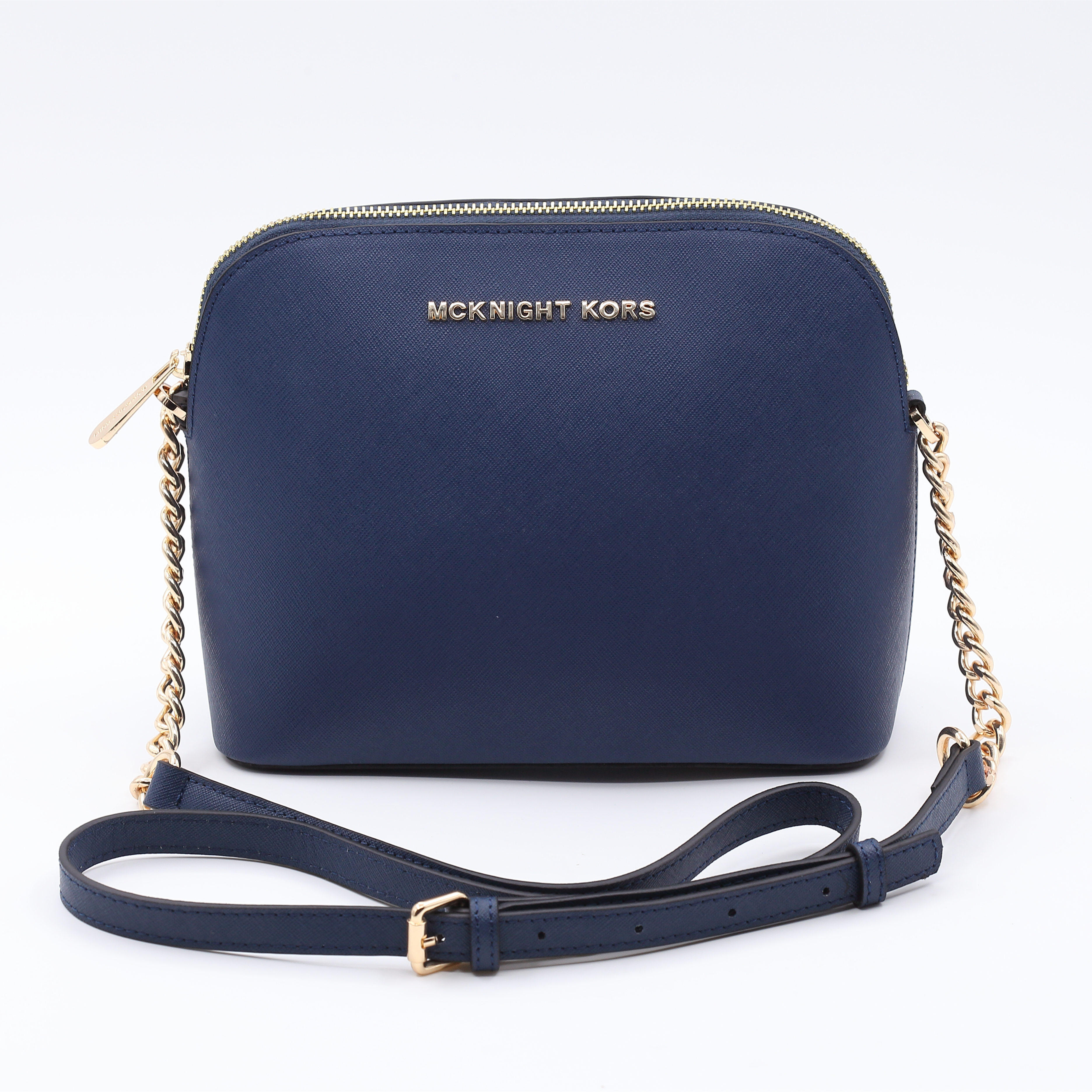 mck night mk女包新款十字纹牛皮单肩斜挎链条迷你明星同款贝壳包