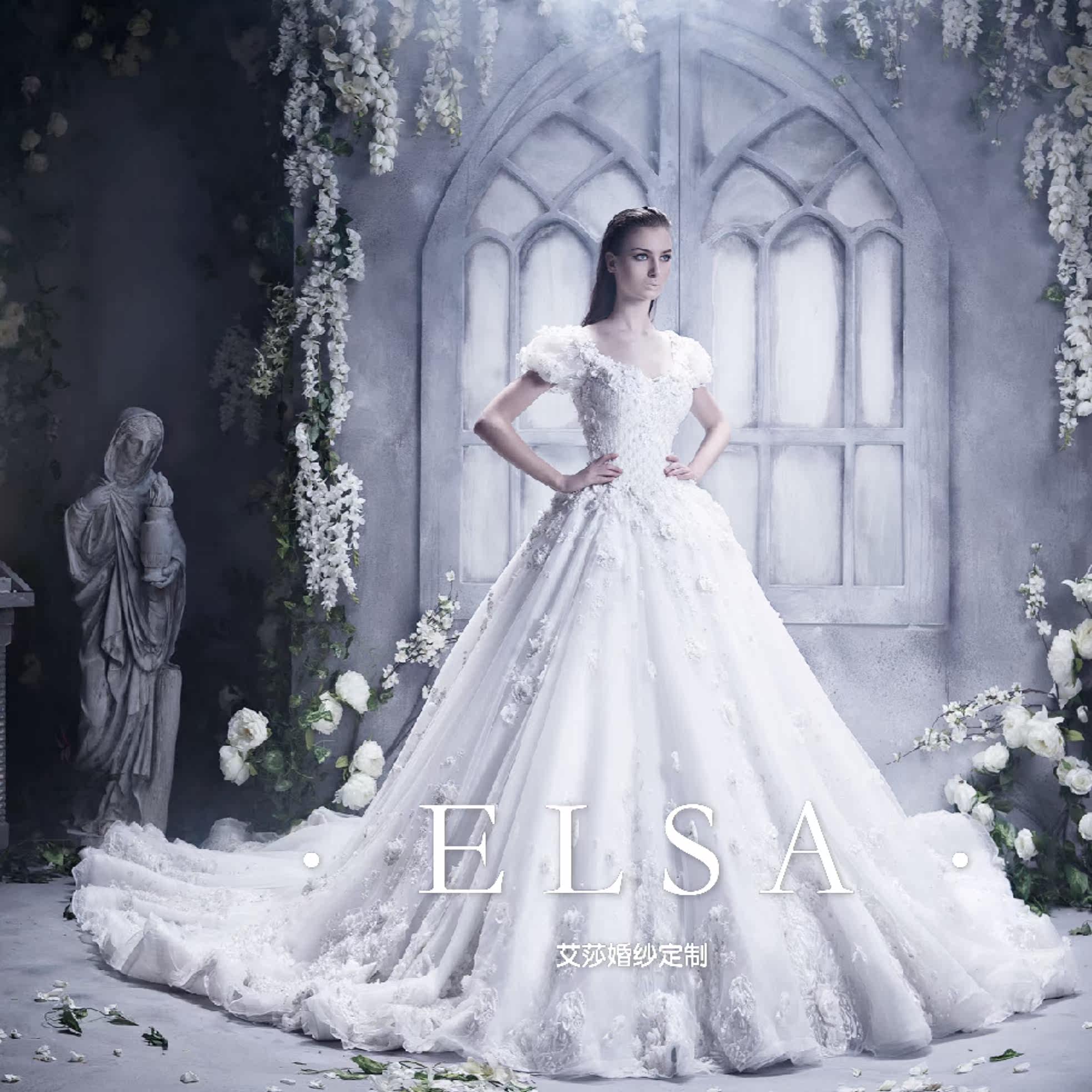 皇室复古泡泡公主拖尾蓬蓬婚纱森系巴洛克童话婚纱