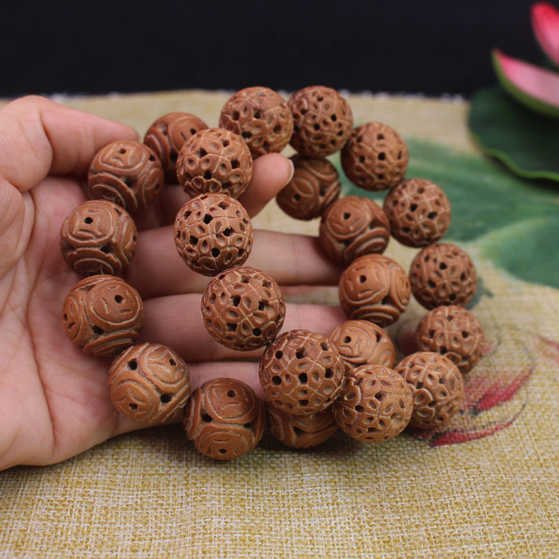 雕刻芭比檀香香木财源滚滚路路通手链手串手饰佛珠