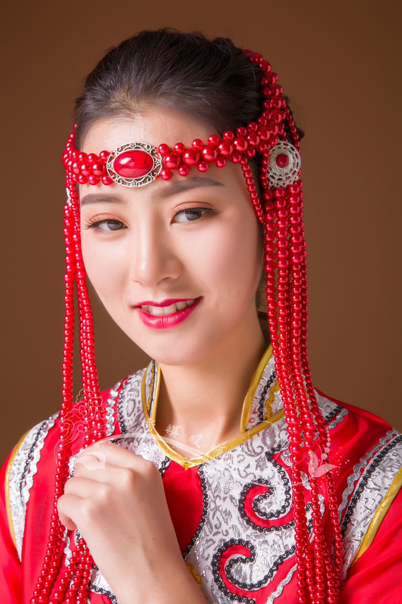 头饰蒙古族女士蒙古舞蹈演出长流流苏发饰民族民族服装