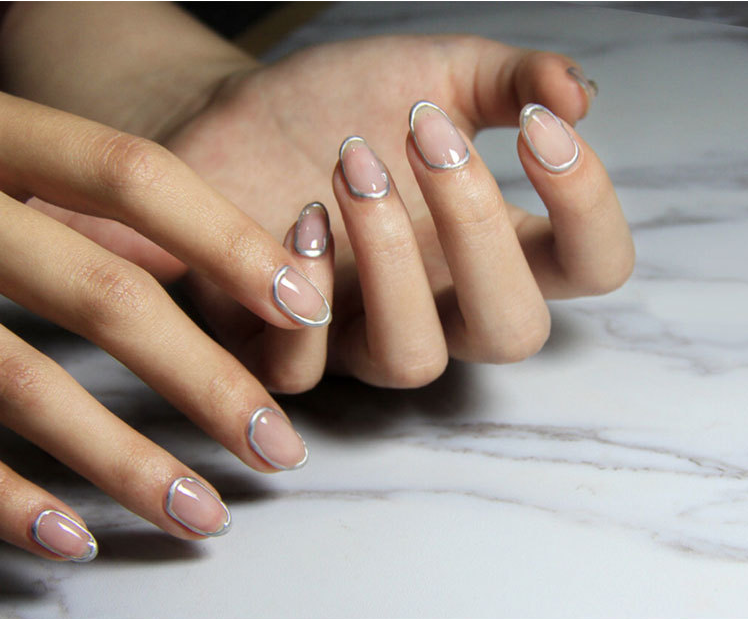 金属胶日式美甲光疗甲油胶金银色镜面包边勾线拉线彩绘胶8ml装