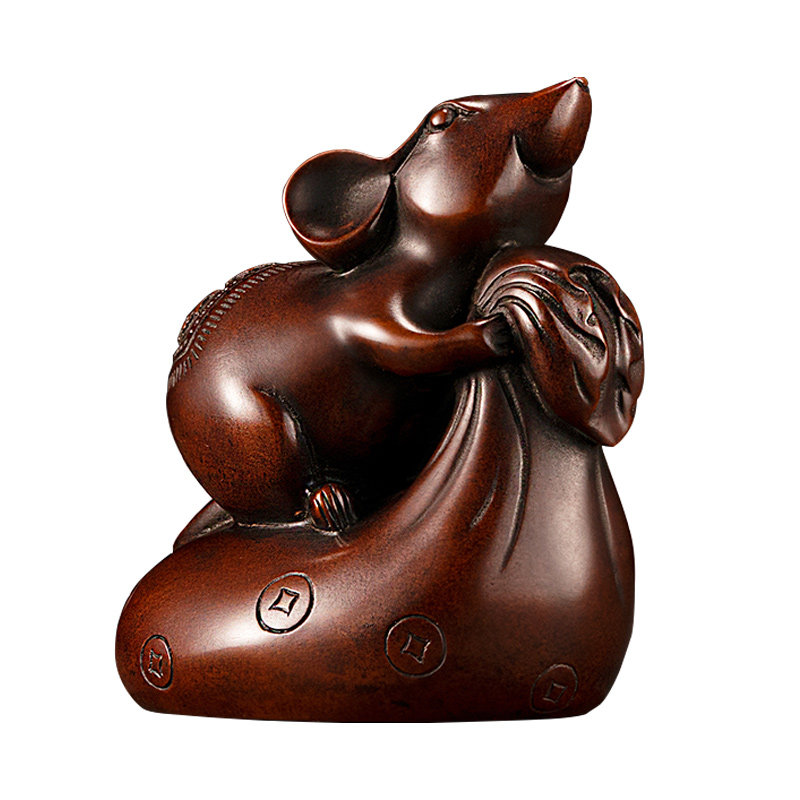 摆件悟香缘徐红军红军紫铜福鼠发财老鼠十二生肖招财摆件