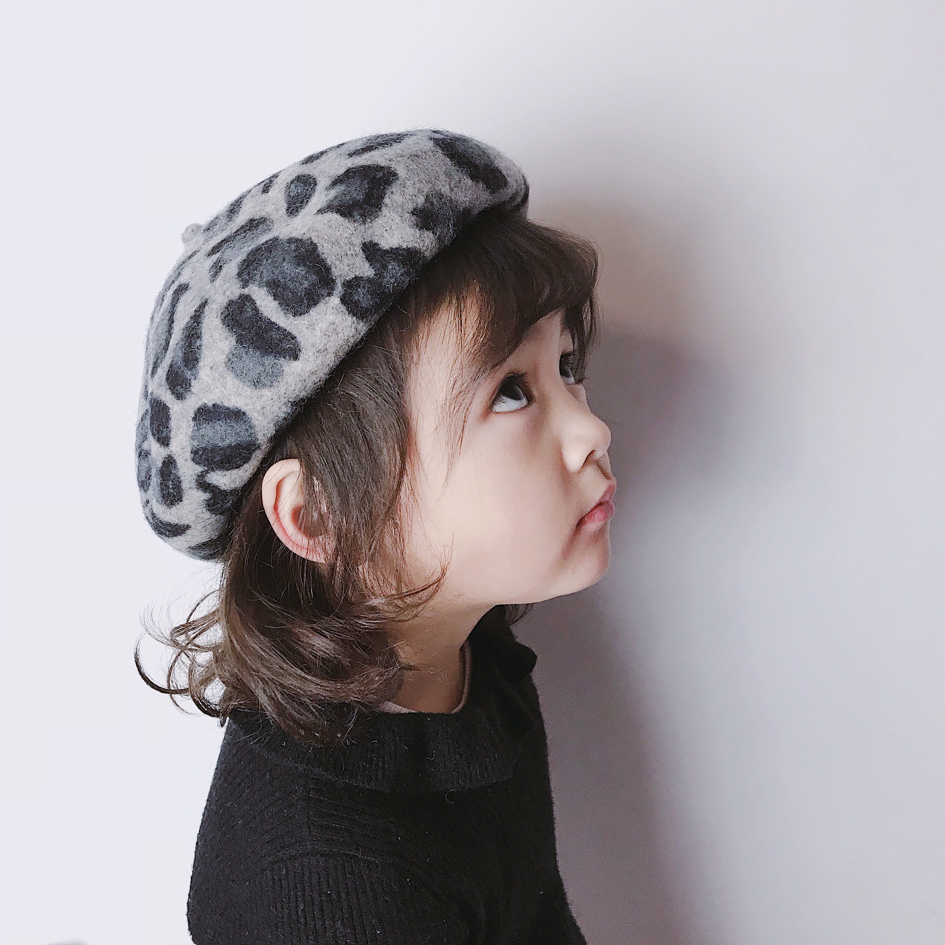 2020新款儿童贝雷帽女童童时尚豹纹蓓蕾小女孩画家帽子