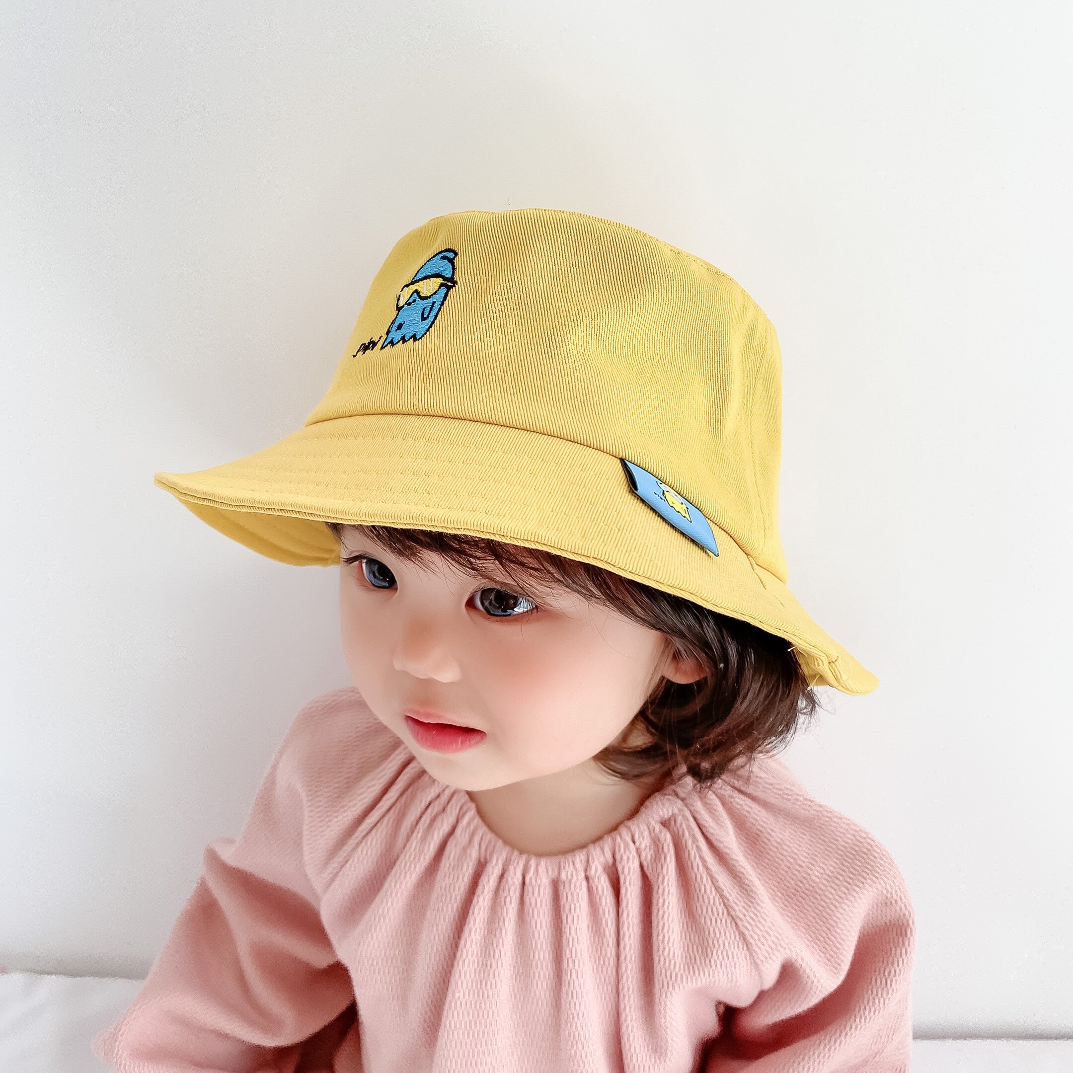 儿童盆帽春夏遮阳防晒帽大帽檐宝宝渔夫卡通帽子