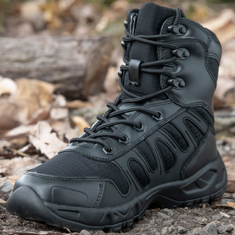盾郎户外网眼高筒作战特种兵超轻耐磨战靴空降战术靴